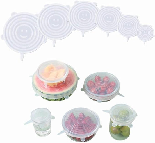 Set of 6 Reusable Silicone Lids
